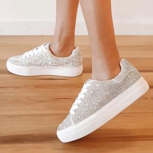 Betsey Johnson SB-Sidny Silver Rhinestone Sneakers